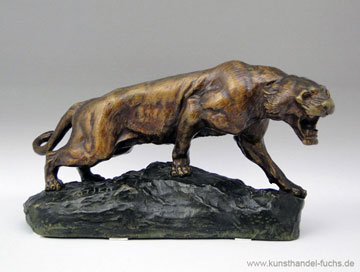 Bronze Thomas Francois Cartier Jugendstil um1910 bruellender Panther