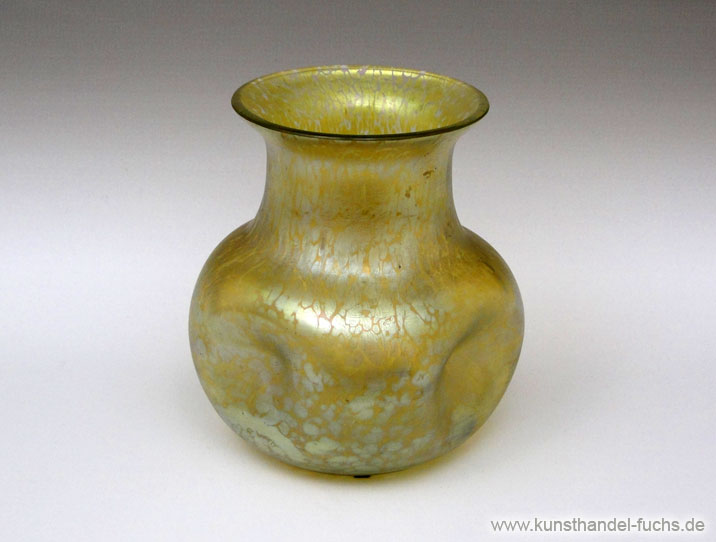 Glas Vase Loetz irisierend um1900 Jugendstil gelblich