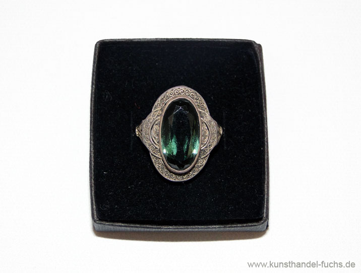 jewelry ring Theodor Fahrner Art Deco circa 1940 green stone