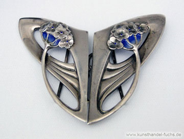 Jewelry buckle blue enamel Art Nouveau circa1902 Germany