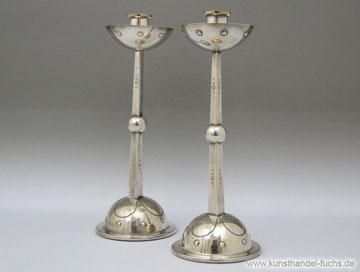 Metal Wmf candlestick Arts and Crafts Art Nouveau circa 1905 silvered